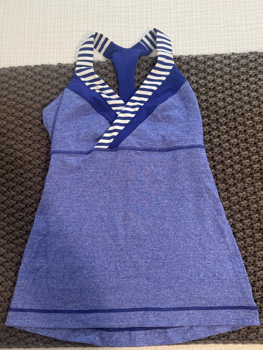 Lululemon Purple & White Striped-Trim Tank Top